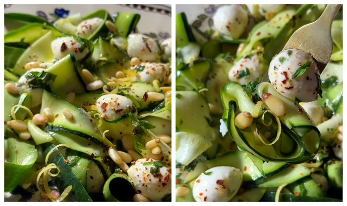 Salată de dovlecei cruzi / FOTO: Colaj captură video TikTok