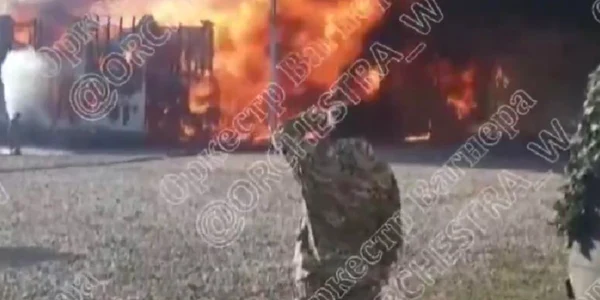 Incendiu la sediul grupării Wagner din regiunea Krasnodar  Foto Captură video X/ Nexta jpg