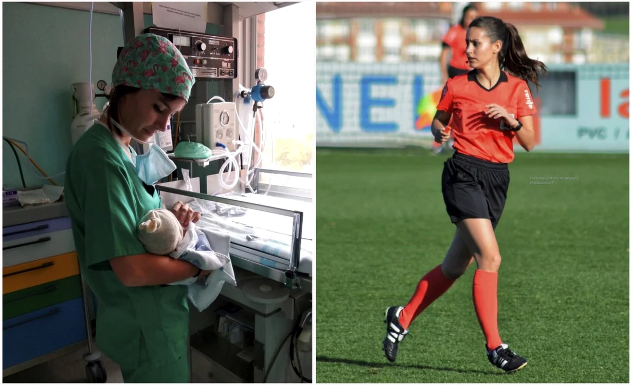 Elena Peláez, arbitru şi asistentă materanlă FOTO as.com