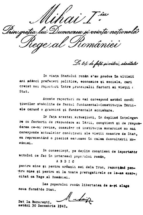 Actul de abdicare. FOTO Wikipedia