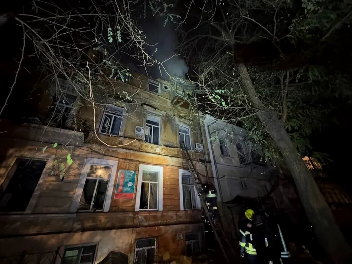 Clădire incendiată la Odesa. Foto: Telegram/Hennadiy Trukhanov 