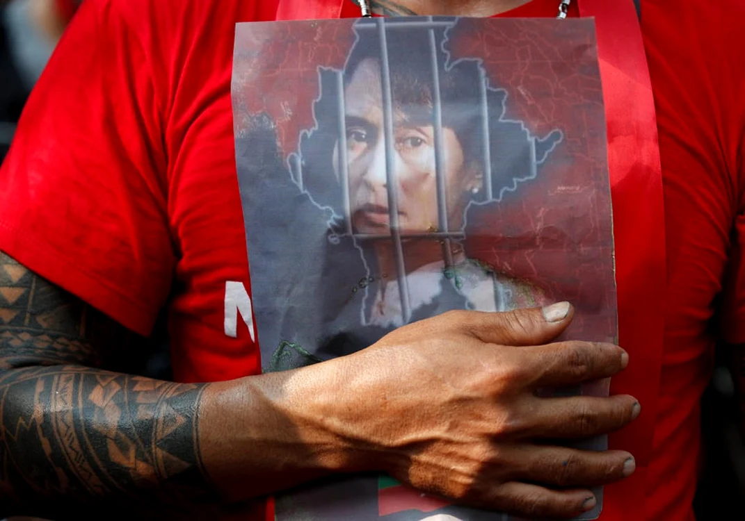 Protest fata de lovitura de stat din Myanmar FOTO EPA-EFE