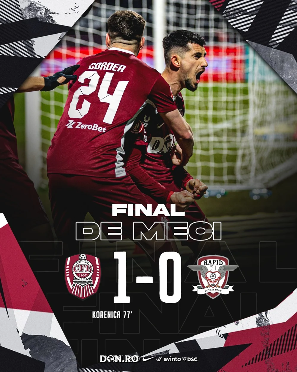 CFR Cluj - Rapid, spectacol total și ratări monumentale. Un gol decisiv complică lupta pentru titlu