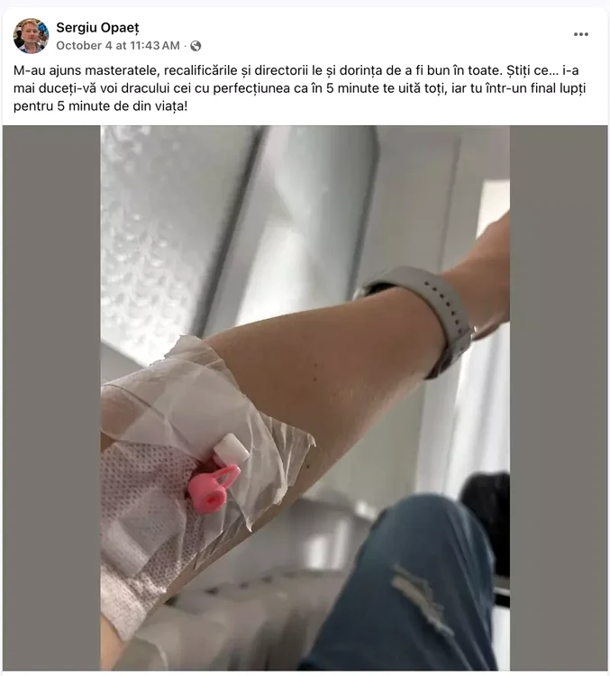 Mesajul transmis de Sergiu Opaeț pe Facebook 