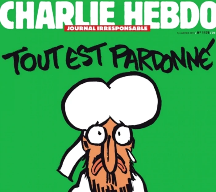 Acesta este primul număr apărut imediat după tragedia din 7 ianuarie 2015Foto: Charlie Hebdo