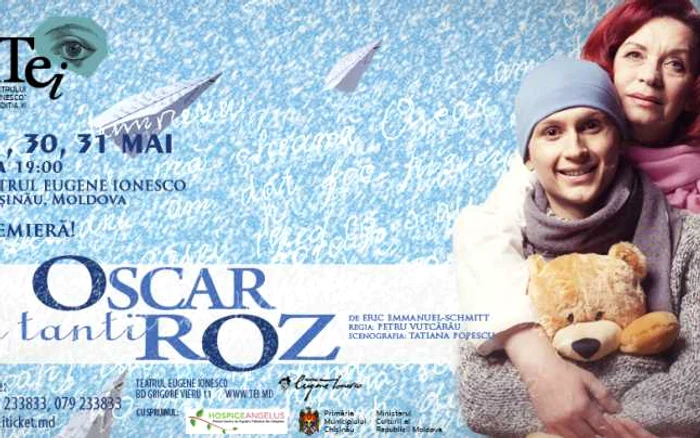 Afişul spectacolului „Oscar şi tanti Roz” montat de Teatrul „Eugene Ionesco”