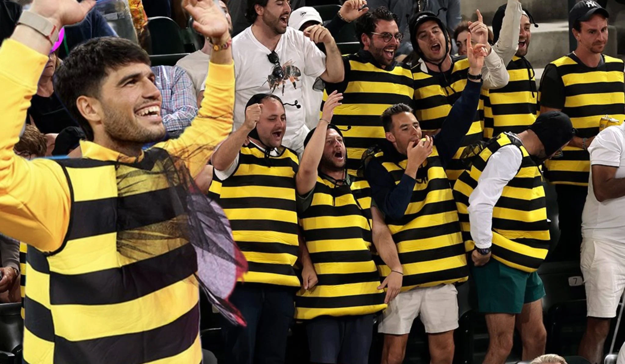 Invazie de albine la Indian Wells! Scene epice cu Alcaraz deghizat, după victoria din sferturi. Motivul din spatele apariției comice a ibericului