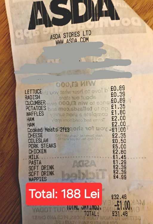 Bonul din Anglia Foto: Facebook 