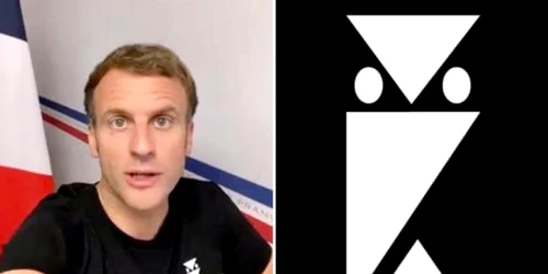 Macron îmbrăcat într-un tricou cu un logo în formă de bufniţă FOTO Twitter