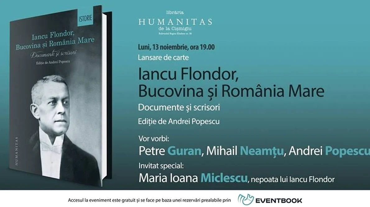 Lansare de carte: Iancu Flondor, Bucovina și România Mare  Documente și scrisori jpeg