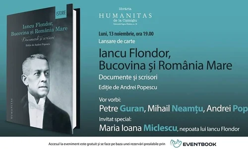 Lansare de carte: Iancu Flondor, Bucovina și România Mare  Documente și scrisori jpeg