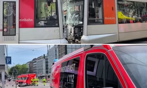 doua tramvaie s au ciocnit in dusseldorf foto captura video bild png