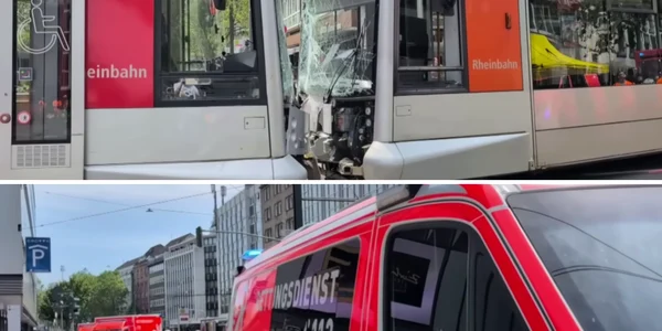 doua tramvaie s au ciocnit in dusseldorf foto captura video bild png
