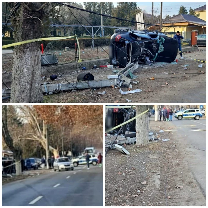 În mașină se aflau patru tineri, unul dintre aceștia decedând FOTO: colaj foto martor
