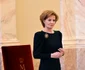 Majestatea Sa Margareta în rochie etui în 2023 în Sala Tronului de la Palatul Regal. FOTO: Daniel Angelescu, Casa Majestății Sale
