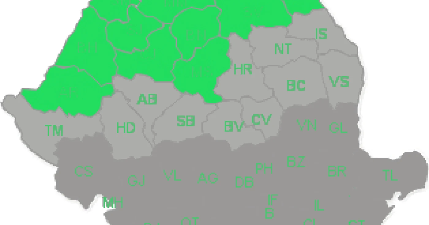 Județele afectate de cod portocaliu în perioada 13 februarie, ora 12.00 - 14 februarie, ora 2.00