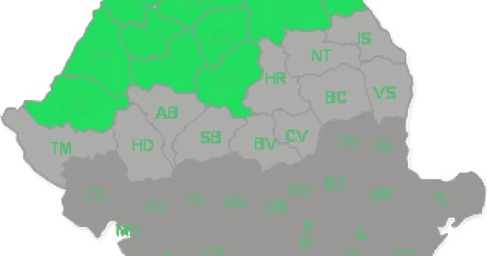 Județele afectate de cod portocaliu în perioada 13 februarie, ora 12.00 - 14 februarie, ora 2.00