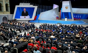 Vladimir Putin discurs 29 feb 2024 cadru larg foto AFP jpeg