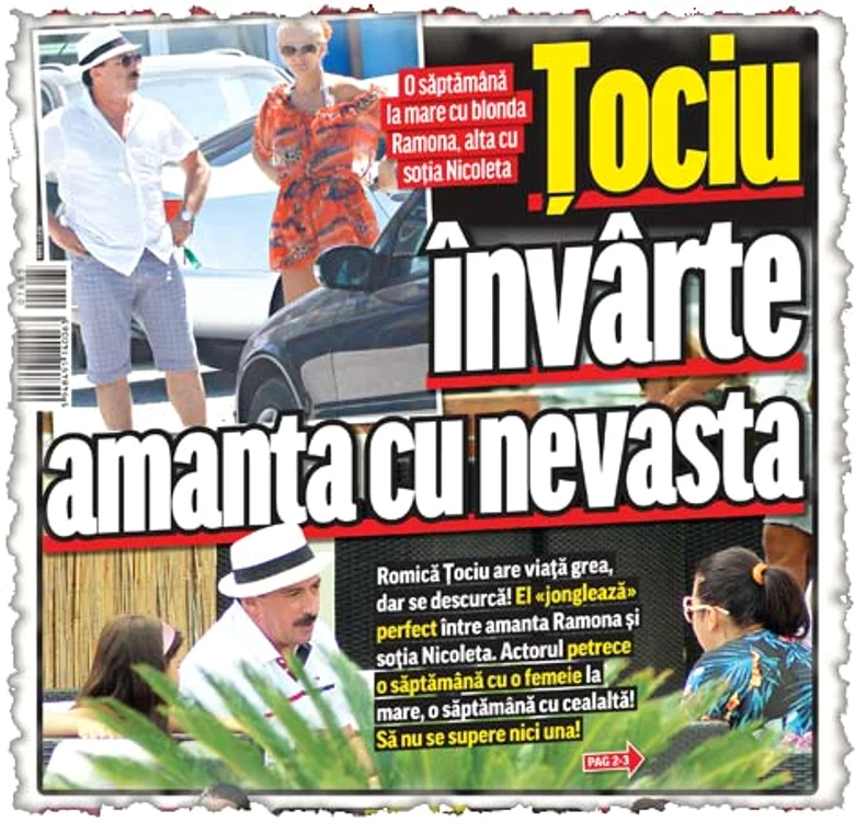 Ţociu şi Ramona,  surprinşi de  paparazzi pe Litoral (stanga). Romică îşi scoate  familia la terasă de  câte ori are ocazia