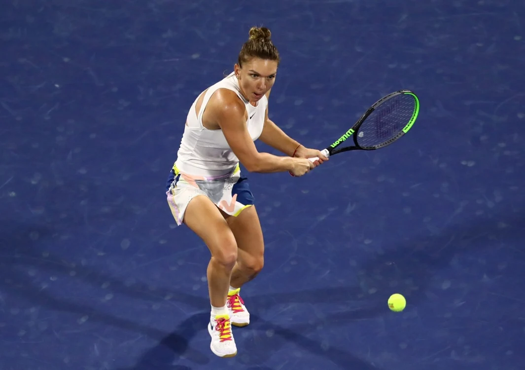 Simona Halep în finala de la Dubai. FOTO Guliver/Gettyimages