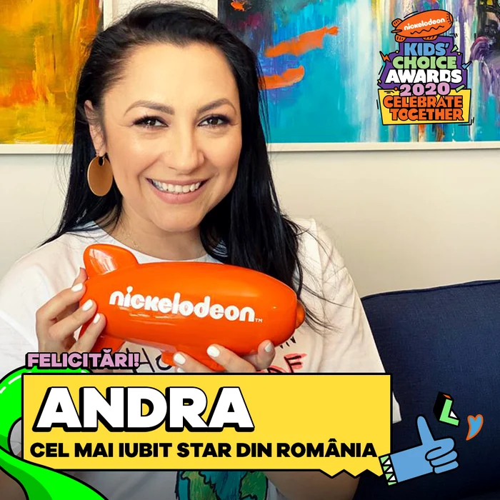 
    Andra este câștigătoarea categoriei „Cel mai iubit star din România”, în cadrul galei NICKELODEON’s Kids’ Choice Awards 2020  