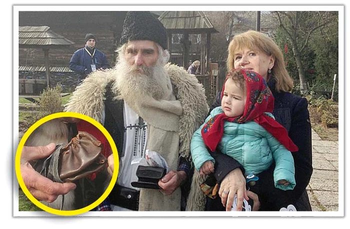 Meşteşugarul Alexandru Gheorghe Ilinca i-a dăruit fetiţei o pereche de opinci