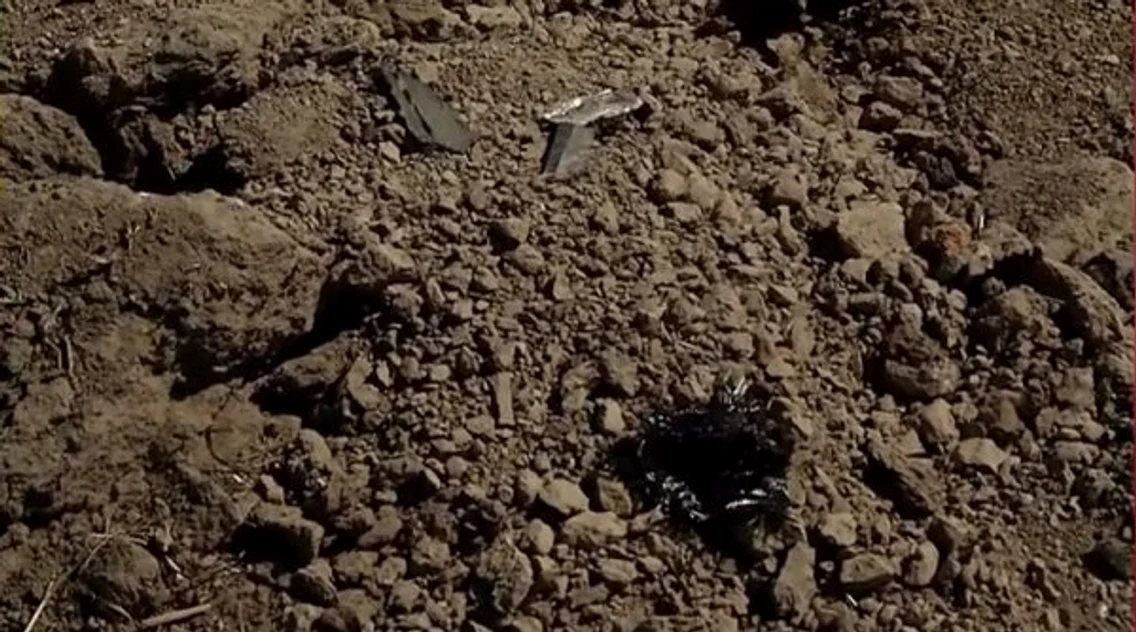 Dronă căzută în apropierea localităţii Grindu, din Tulcea Foto: MApN