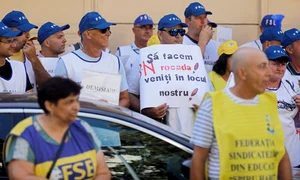 Protest FSLI la Ministerul Educatiei, 13 august 2025. Inquam Photos / Mălina Norocea