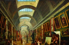 Hubert Robert, Proiect pentru amenajarea Marii Galerii, 1796, ulei pe pânză, 113 x 143 cm, Musée du Louvre, Paris