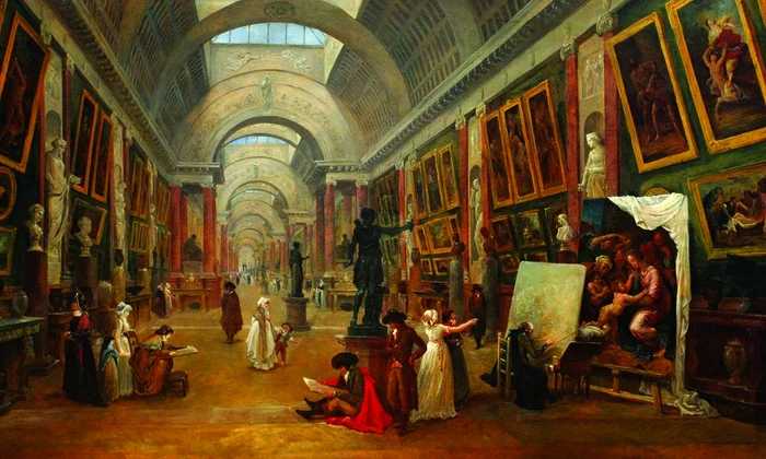 Hubert Robert, Proiect pentru amenajarea Marii Galerii, 1796, ulei pe pânză, 113 x 143 cm, Musée du Louvre, Paris