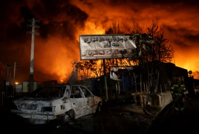 Incendiu la depozitul de petrol din Shahran în urma atacurilor americane și israeliene în Iran FOTO AFP