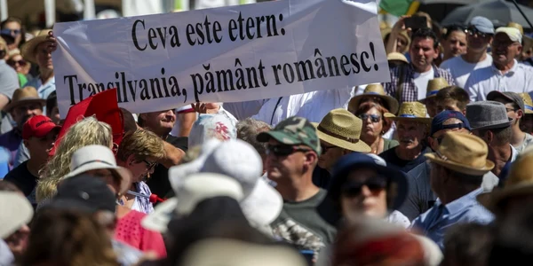 Incident Baile Tusnad Harghita banner Ceva este etern Translivania pamant romanesc 23 iulie 2022 FOTO Inquam Photos / Laszlo Beliczay
