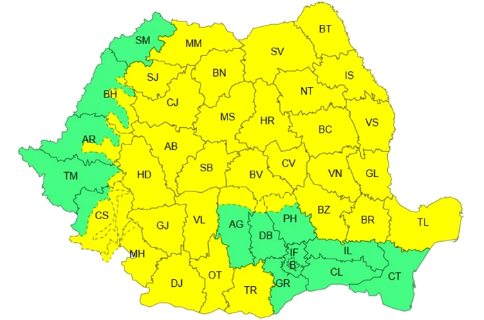 A fost emis un Cod galben de intensificări ale vântului și vijelii