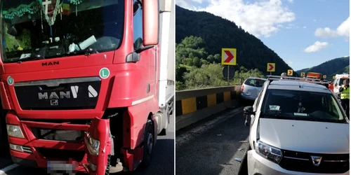 Imagine de la accidentul cu 5 autoturisme şi trei TIR-uri pe Valea Oltului - DN7 - la Câineni Foto Adevărul 2