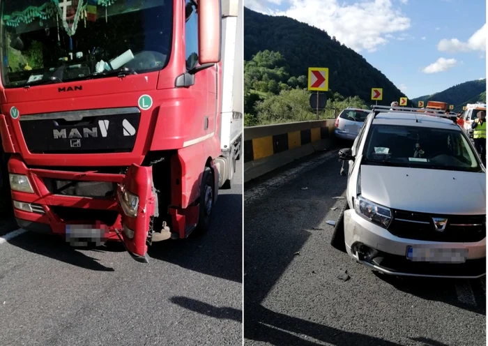 Imagine de la accidentul cu 5 autoturisme şi trei TIR-uri pe Valea Oltului - DN7 - la Câineni Foto Adevărul