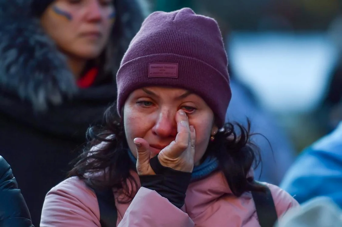 Lacrimi în ochii ucrainenilor care au protestat la Braşov FOTO Ioan Buciumar
