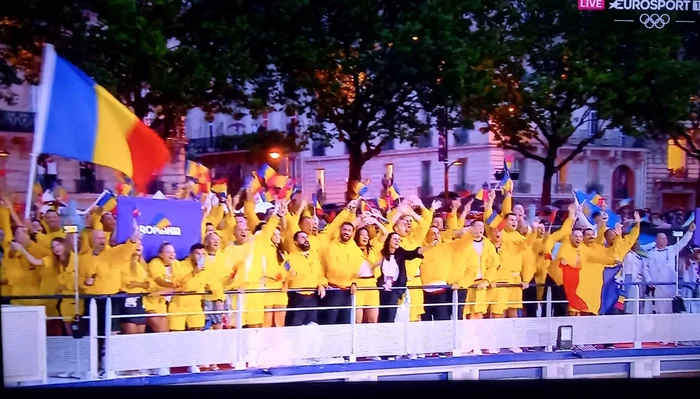 Team Romania, bucurie maximă în momentul defilării. Captură Eurosport