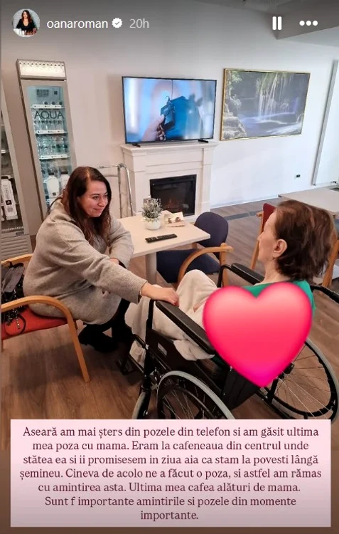 Mesajul scris de Oana Roman pe rețelele sociale / foto: Instagram