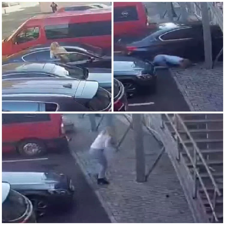 Femeia s-a ridicat singură, după ce a fost lovită Foto: captură video