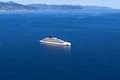aerial view luxury superyacht cruising italian riviera coastline jpg