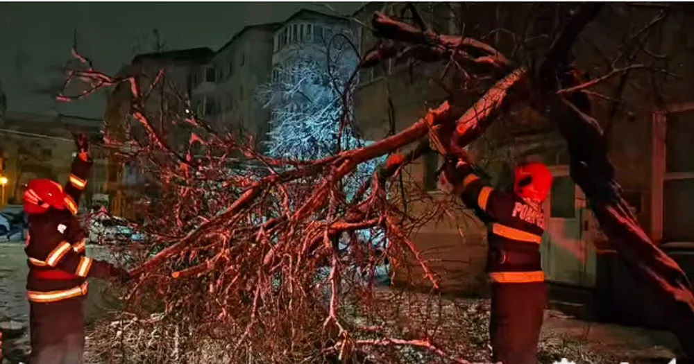 Haos în 14 județe. Viscolul a paralizat traficul și a doborât zeci de copaci și câțiva stâlpi. Mii de consumatori fără curent electric, curse aeriene întârziate și porturi închise