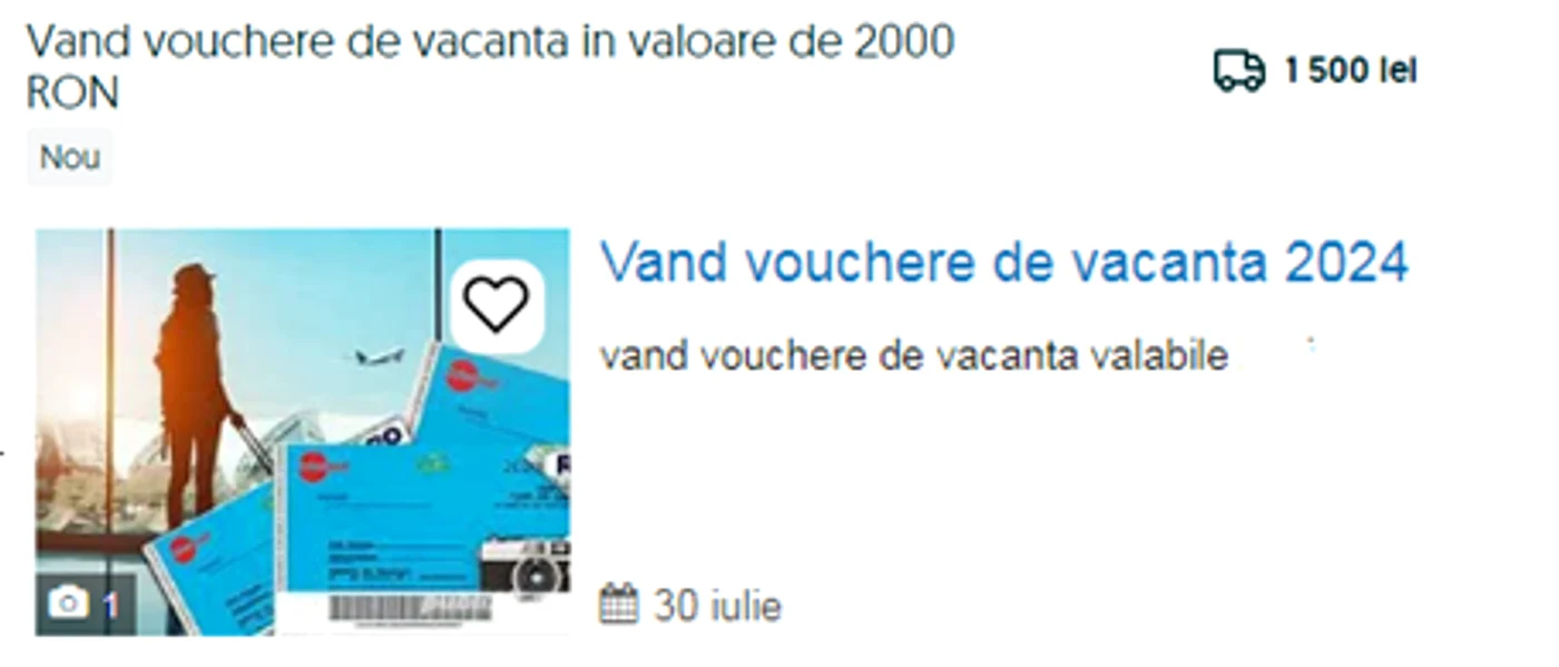 Vânzare vouchere de vacanţă SURSĂ FOTO olx.ro şi publi24.ro