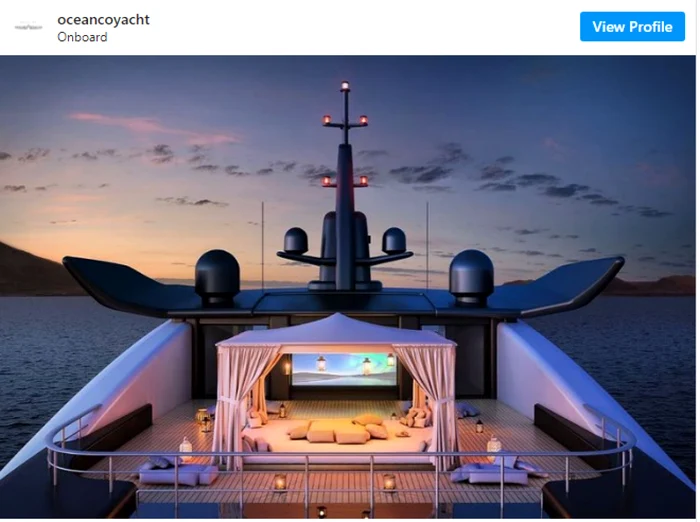 Imagini de prezentare a iahturilor de lux Oceanico FOTO captură Instagram