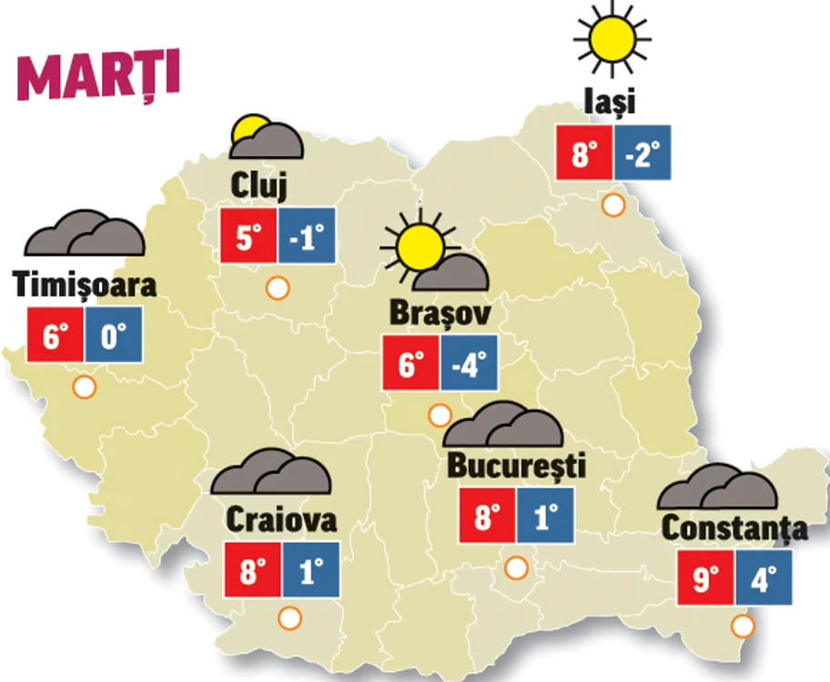 Prognoza meteo 8 decembrie ne anunță că temperaturile vor fi normale pentru această perioadă