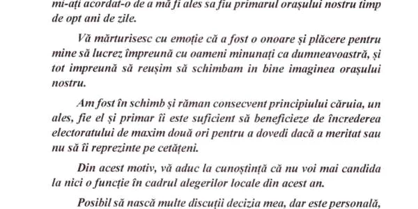 scrisoare primar catre severineni FOTO Facebook 