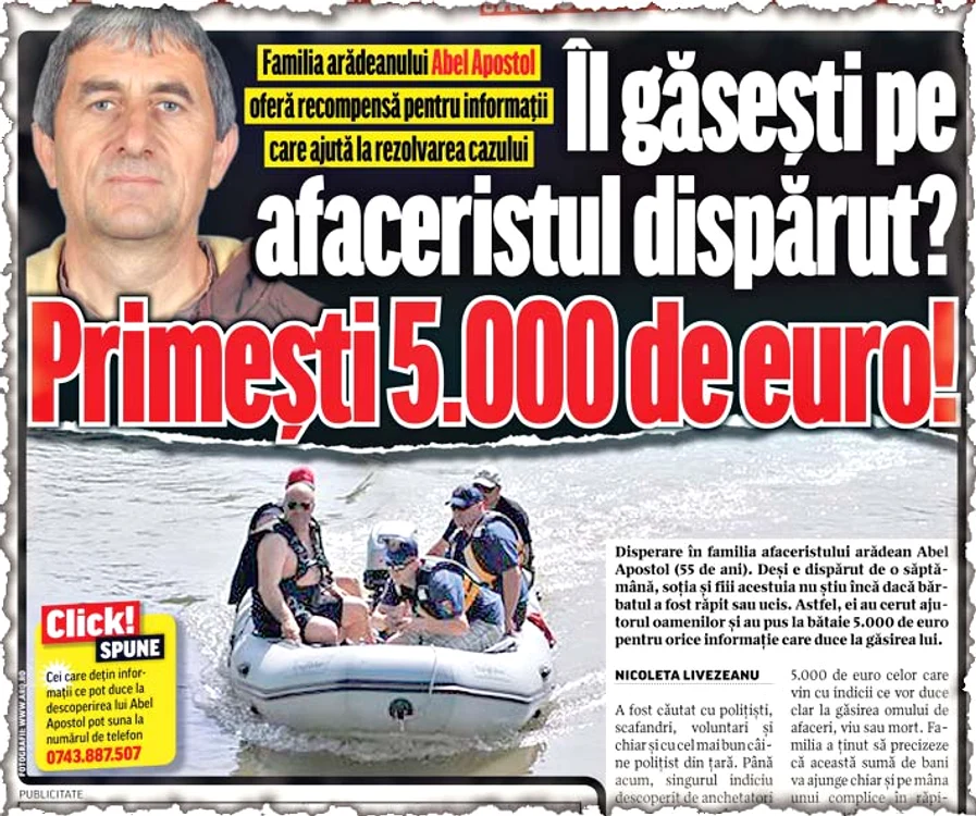 Adrian Bleu, soţul  asociatei lui Apostol, a fost reţinut pentru crimă
