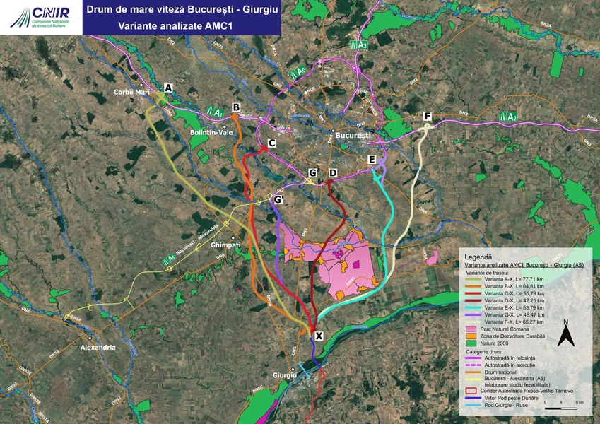 București–Giurgiu pe autostradă: CNIR alege două variante din cele 7 propuse