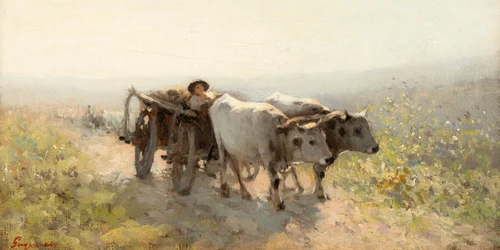 Car cu boi, pe cale de dimineață Nicolae Grigorescu FOTO Artmark