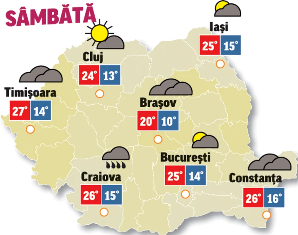Prognoza meteo 27 iunie anunță că vor cădea precipitații în majoritatea regiunilor țării