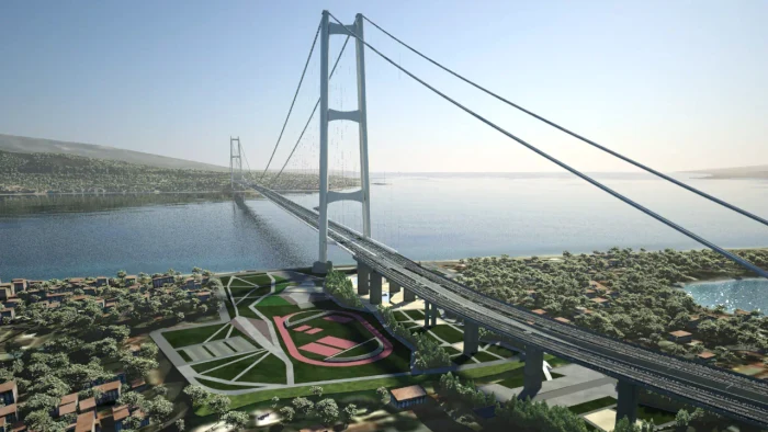 Podul peste strâmtoarea Messina ar lega Sicilia de partea continentală FOTO Webuild via CNN